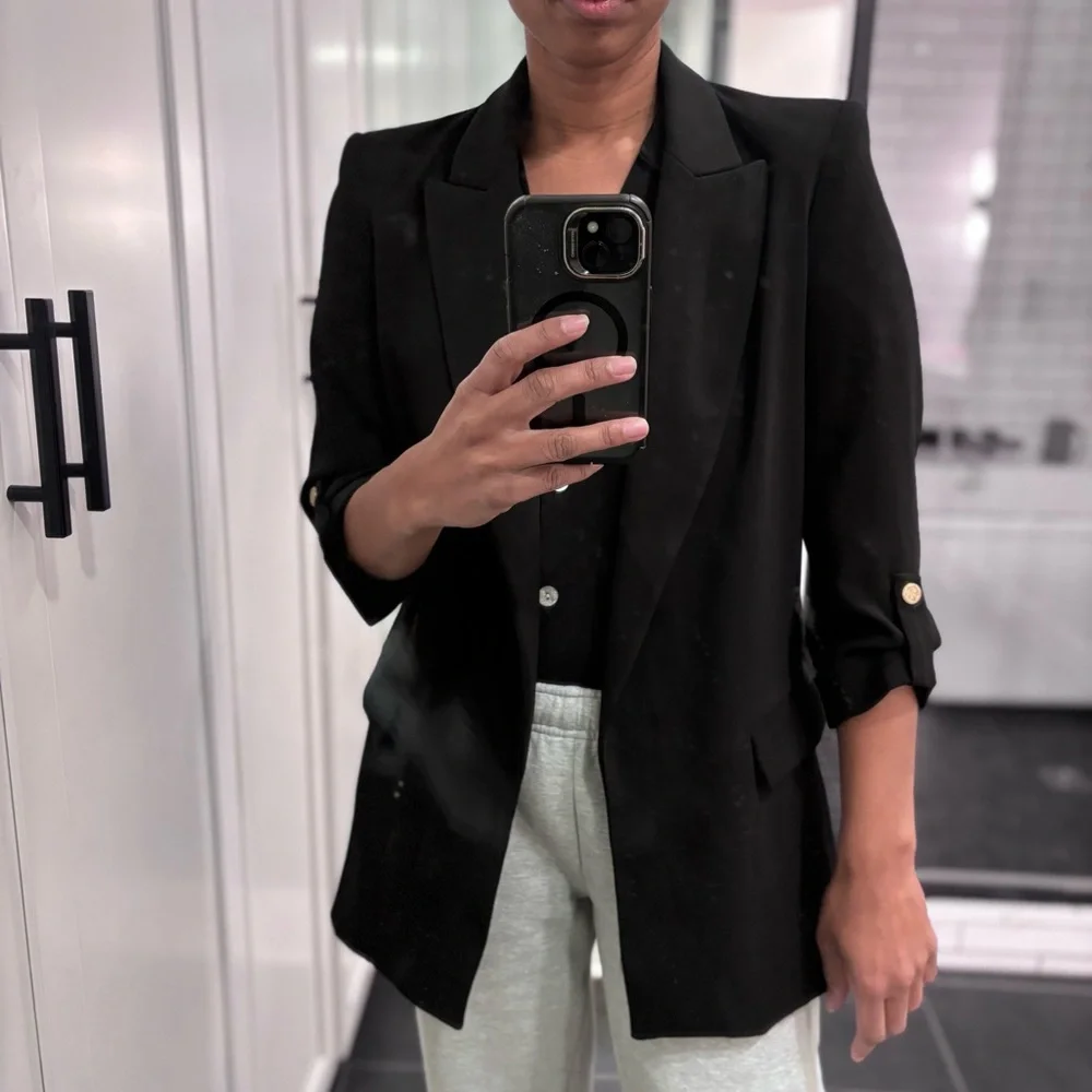 Zara Women's Long 3/4 Slv Black Blazer - Sz Small - Picture 6 of 7